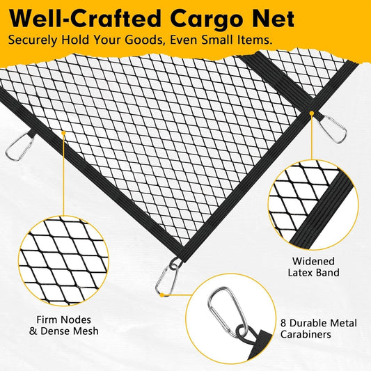Cargo Net for Pickup Truck Bed 4'×4' Stretches to 7'×7', Highly Elastic Truck